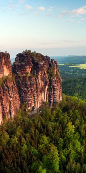 Phone wallpaper: Mountains, Cliff, Forest, Mountain, Earth, Sky, Landscape free download