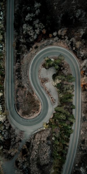 Phone wallpaper: Nature, Road, View From Above, Forest, Relief free download
