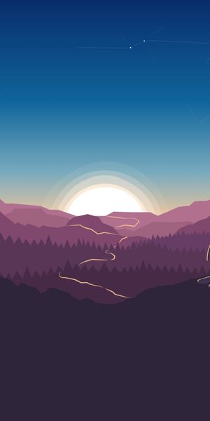 Phone wallpaper: Landscape, Silhouette, Sunrise, Path, Technology, Firefox free download