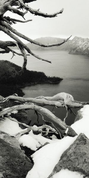 Black & White Winter Mountain Landscape Wallpaper