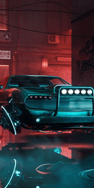 Futuristic Cyberpunk Car Wallpaper: Free Nighttime Sci-Fi Aesthetic