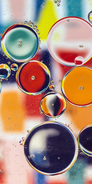 Phone wallpaper: Motley, Water, Bubbles, Multicolored, Abstract, Form free download