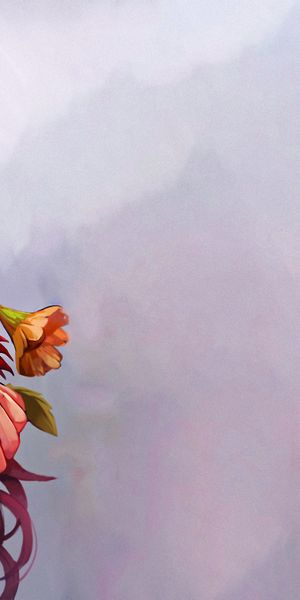 Beautiful anime girl holding flowers, ideal phone background wallpaper