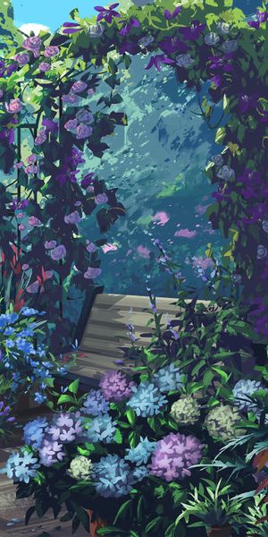 Beautiful Floral Archway Surrounded by Vibrant Flowers
