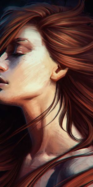 Phone wallpaper: Portrait, Art, Hair, Girl free download