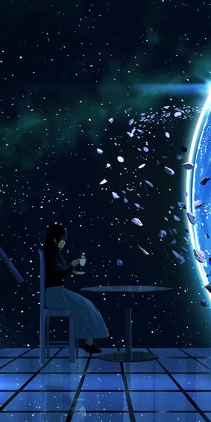 Phone wallpaper: Anime, Night, Planet, Original free download