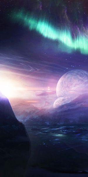 Enchanting Northern Lights and Cosmic Planet - Perfect Phone Wallpaper