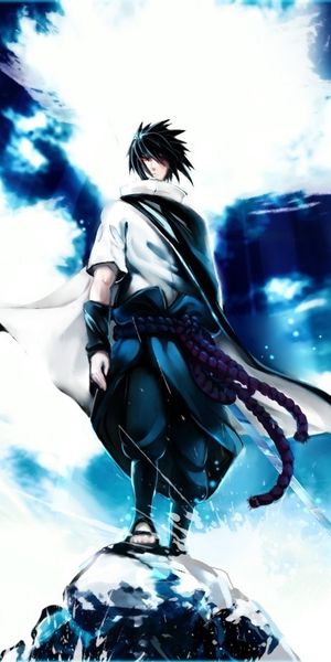Heroic Man in Anime Style Surrounded by Dramatic Clouds
