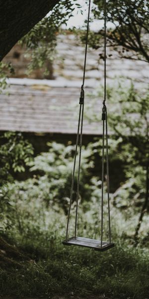 Phone wallpaper: Blur, Cordage, Ropes, Childhood, Grass, Smooth, Miscellaneous, Miscellanea, Swing f