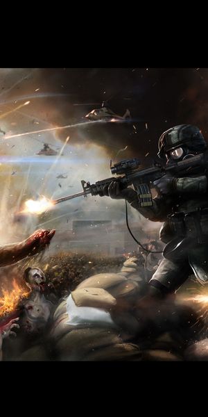Intense Zombie War with Explosions and Dark Atmosphere