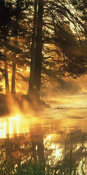 Breathtaking sunset river scene with sunbeams - Ideal 4K iPhone Background