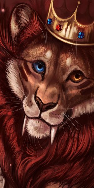 High-Quality Phone Wallpaper of a Regal Lion Wearing a Crown