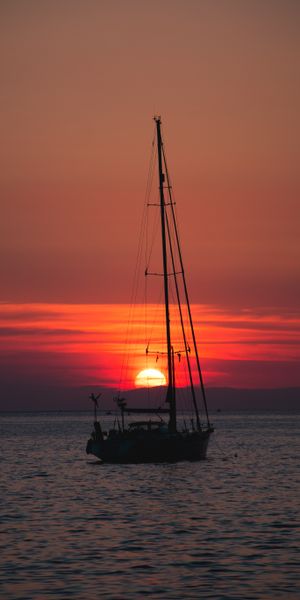 Sunset with Boat on the Sea