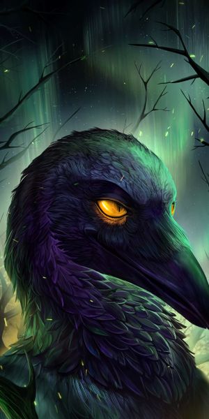 Phone wallpaper: Northern Lights, Sparks, Bird, Art, Aurora Borealis free download