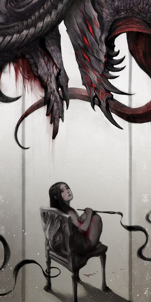 Phone wallpaper: Paint, Painting, Demon, Artistic, Dark free download