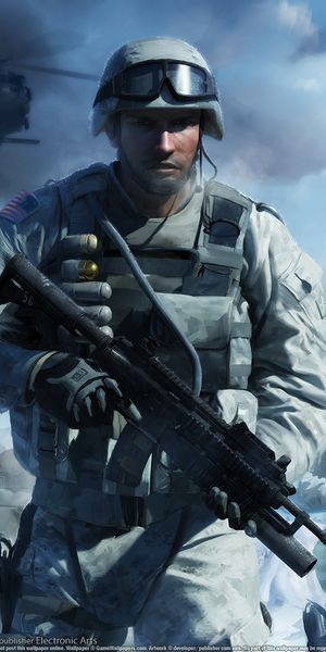 Dynamic mobile wallpaper showcasing soldiers in a blue battlefield scene