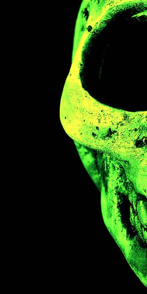 Glowing Green Skull Mobile Wallpaper