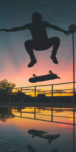 Phone wallpaper: Sports, Sunset, Night, Skateboard, Skateboarding free download