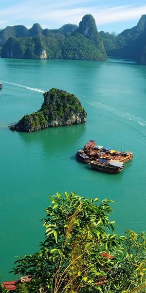 Beautiful Turquoise Landscape with Boats on the Sea