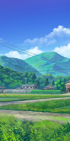 Landscape with Mountains and House for Mobile Wallpaper