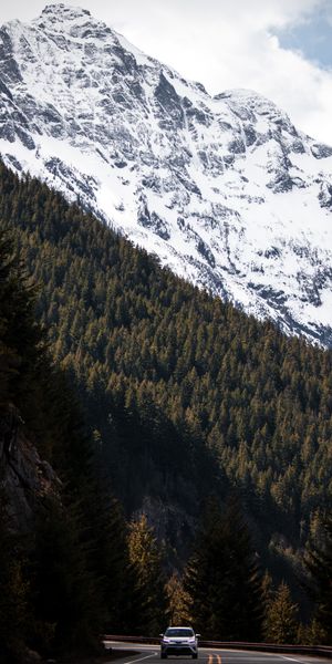 Phone wallpaper: Slopes, Nature, Road, Forest, Mountains, Landscape free download