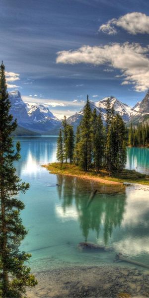 Phone wallpaper: Clouds, Landscape, Lakes, Mountains free download