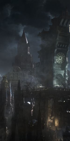 Dark Gothic Cityscape from Bloodborne - Perfect Phone Wallpaper