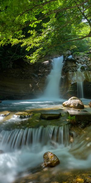 Breathtaking Waterfall in a Lush Forest Setting