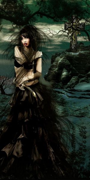 Gothic Dark Fantasy Mobile Wallpaper Featuring a Mysterious Scene