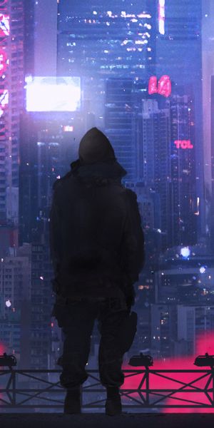 Futuristic Cyberpunk Cityscape Wallpaper for Your Mobile Device