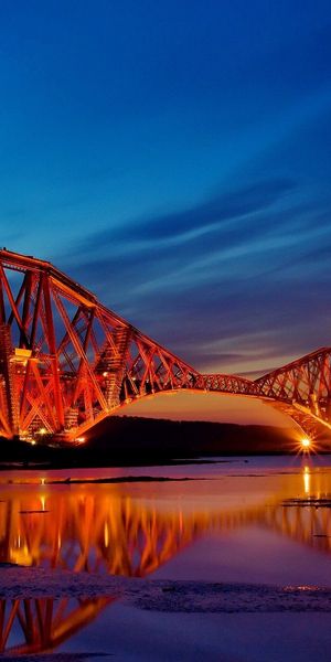 Phone wallpaper: Sunset, Cities, Bridge, Evening, Scotland free download