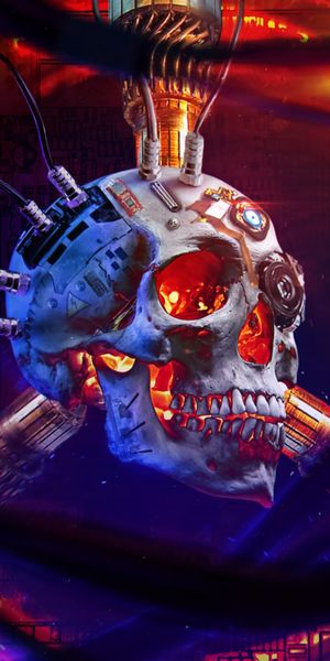 Futuristic Neon Skull Art for Your Phone Wallpaper