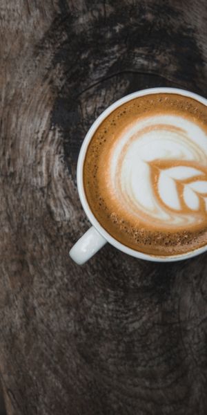 Phone wallpaper: Wooden Table, Food, Cappuccino, Art free download