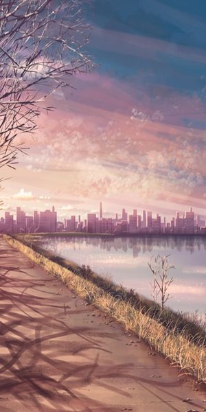 Mesmerizing Sunset Over River with Cityscape and Trees