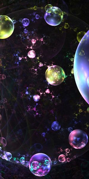 Phone wallpaper: Fractal, Glare, Multicolored, Motley, Bubbles, Abstract free download
