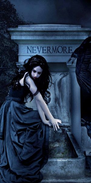 Gothic Dark Raven at the Nevermore Grave