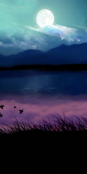 Moonlit Nature Landscape Wallpaper