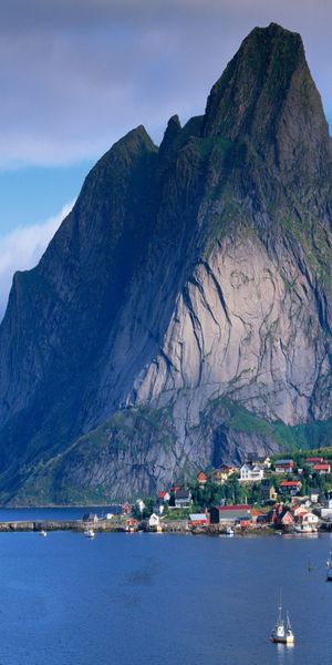 Breathtaking View of Lofoten Mountains in Reine, Norway