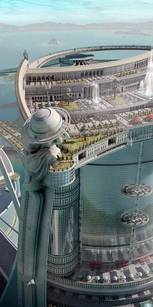 Trendy Anno 2070 Sci-Fi Architecture Wallpaper