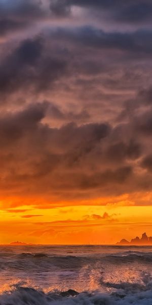 Phone wallpaper: Sunset, Earth, Colors, Cliff, Cloud, Wave, Tide free download