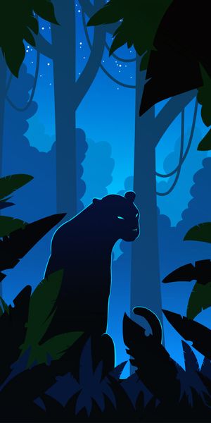 Elegant Panther Silhouette in a Jungle Setting