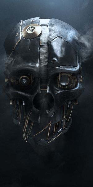 Dark Dishonored Skull - Phone Wallpaper for Gamers