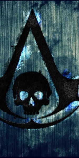 Dark Assassin's Creed Phone Background Featuring Iconic Logo and Skull