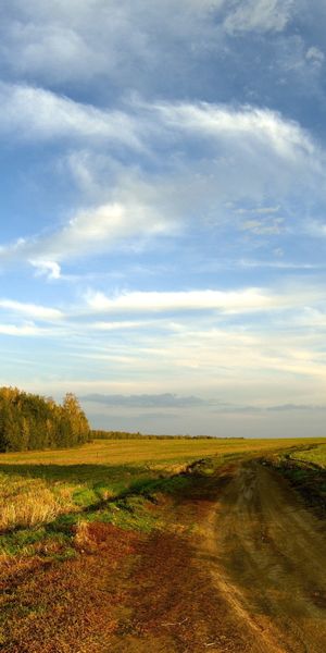 Phone wallpaper: Clouds, Roads, Landscape, Trees, Fields free download