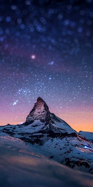 Matterhorn Mountain at Dusk Under a Starry Sky