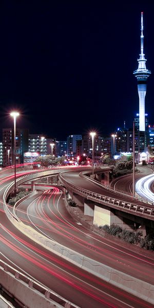 Auckland Nightscape: City Lights and Iconic Skyline for Phone Wallpaper