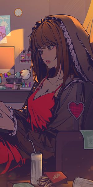 Phone wallpaper: Anime, Girl, Brown Hair free download