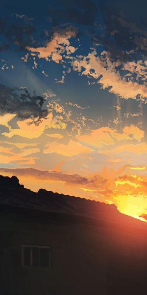 Phone wallpaper: Anime, Sunset free download