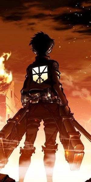 Eren Yeager Amidst Flames - Attack on Titan Wallpaper