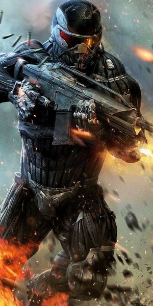 Dynamic Crysis Character in Action Wallpaper